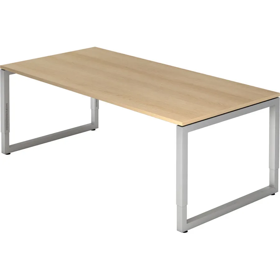 Schreibtisch Office Braun Holz 200 cm Höhenverstellbar (manuell) - Farbe: eiche - Material: Holzwerkstoff - Schreibtisch