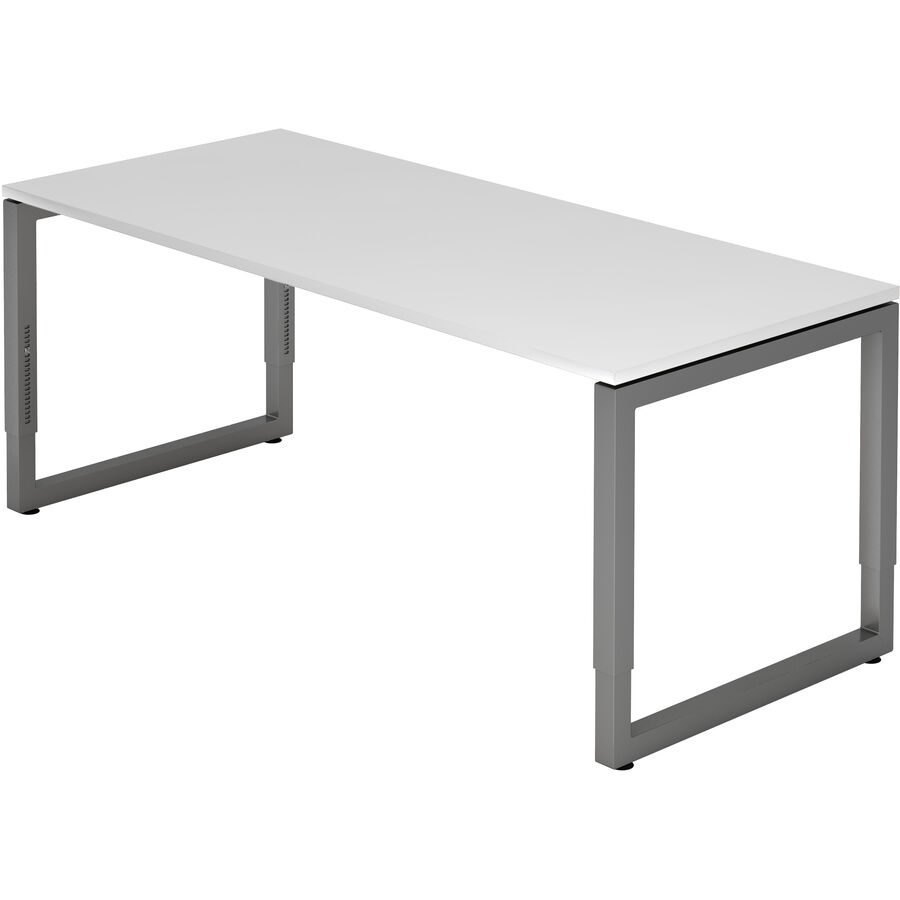 Schreibtisch Office Weiss Holz 180 cm Höhenverstellbar (manuell) - Material: Holzwerkstoff - Schreibtisch