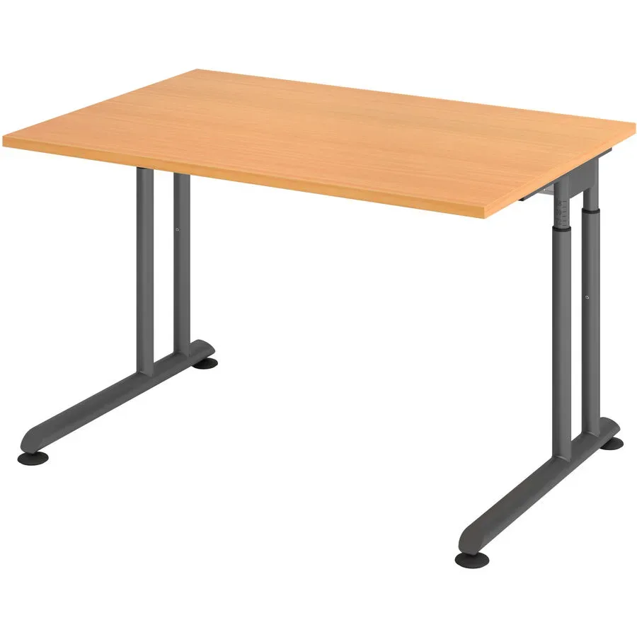 Schreibtisch Office Braun Holz 120 cm Höhenverstellbar (manuell) - Farbe: buche - Material: Holzwerkstoff - Schreibtisch