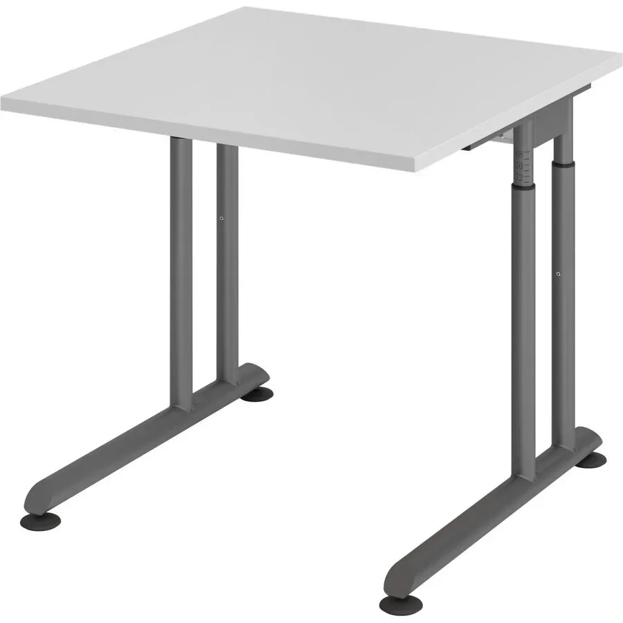Schreibtisch Office Grau Holz 80 cm Höhenverstellbar (manuell) - Material: Holzwerkstoff - Schreibtisch