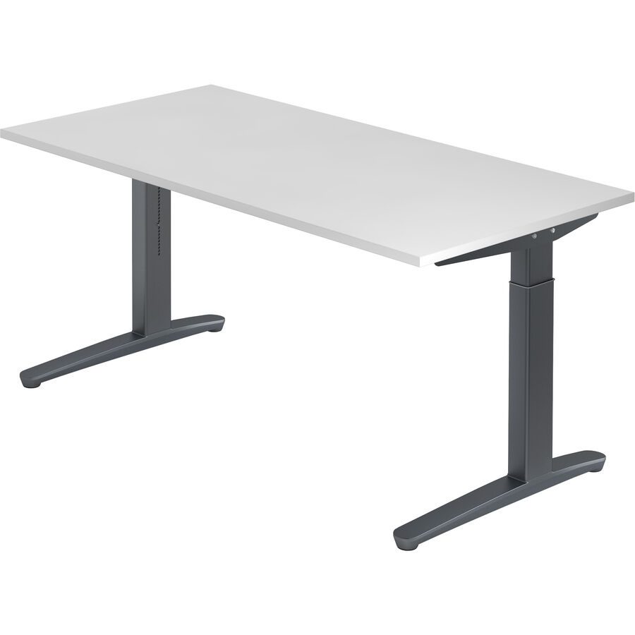 Schreibtisch Office Weiss Holz 160 cm Höhenverstellbar (manuell) - Material: Holzwerkstoff - Schreibtisch