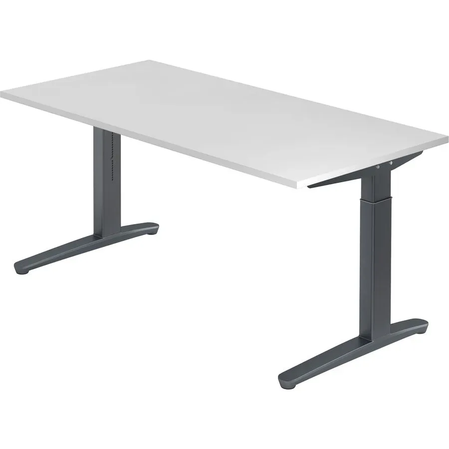 Schreibtisch Office Weiss Holz 160 cm Höhenverstellbar (manuell) - Material: Holzwerkstoff - Schreibtisch