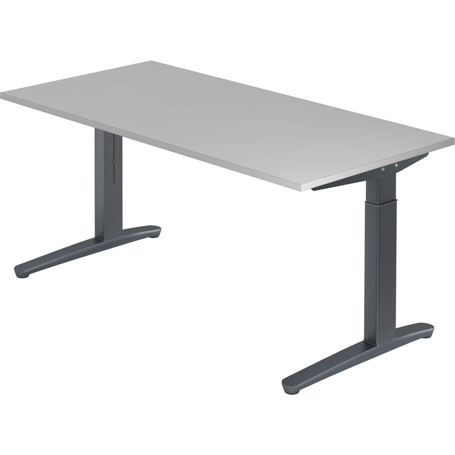 Schreibtisch Office Grau Holz 160 cm Höhenverstellbar (manuell) - Material: Holzwerkstoff - Schreibtisch