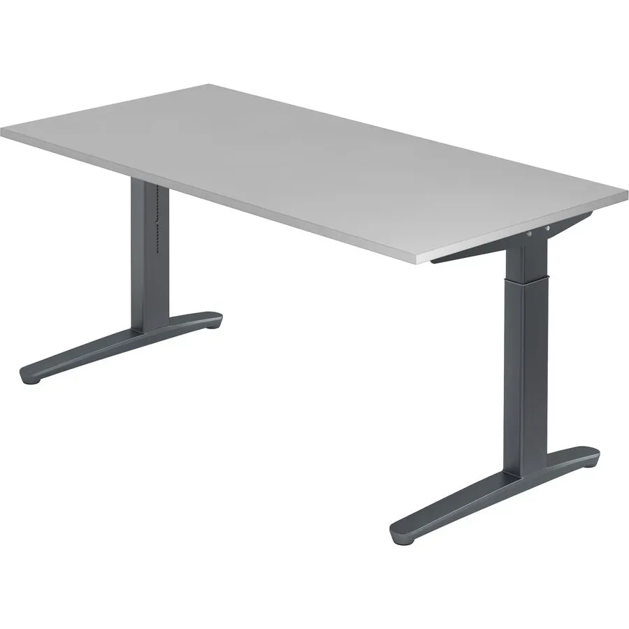 Schreibtisch Office Grau Holz 160 cm Höhenverstellbar (manuell) - Material: Holzwerkstoff - Schreibtisch