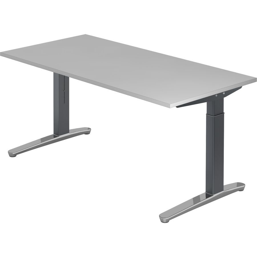 Schreibtisch Office Grau Holz 160 cm Höhenverstellbar (manuell) - Material: Holzwerkstoff - Schreibtisch