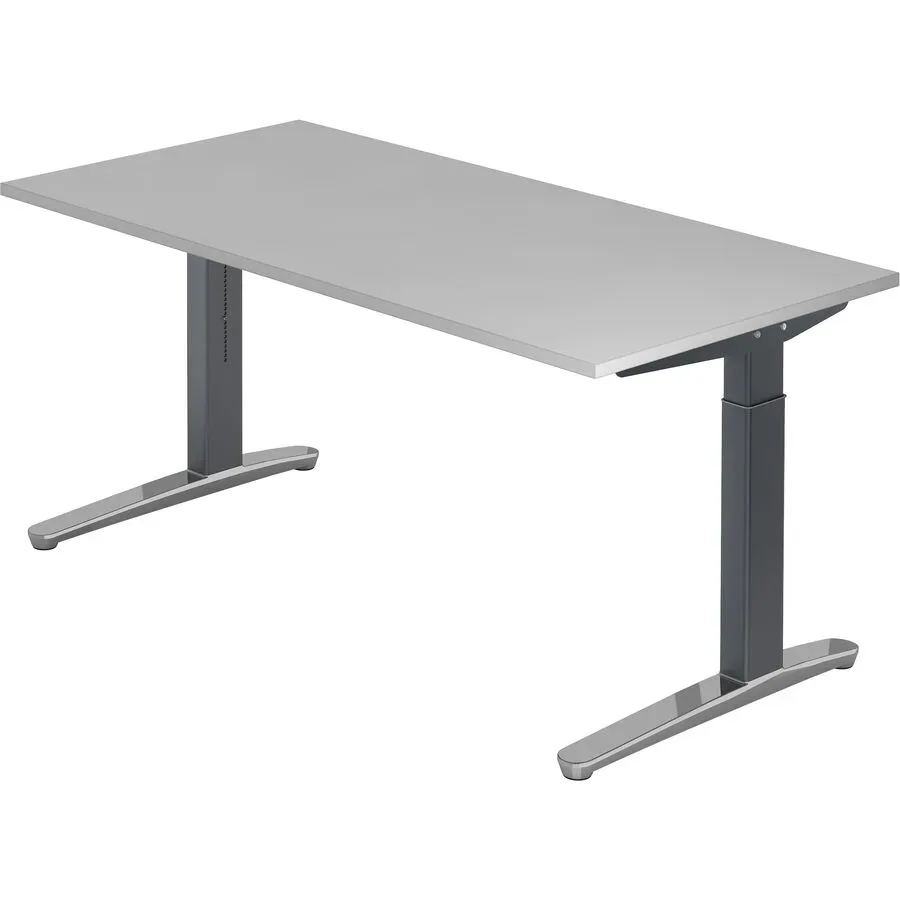 Schreibtisch Office Grau Holz 160 cm Höhenverstellbar (manuell) - Material: Holzwerkstoff - Schreibtisch