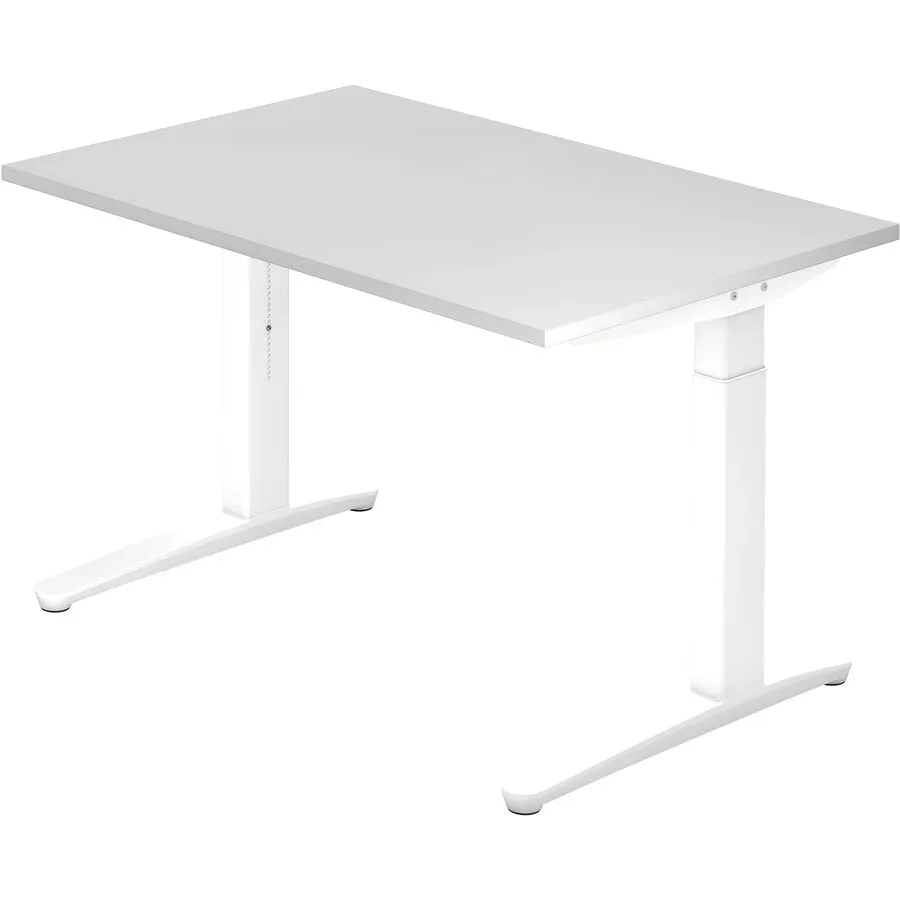 Schreibtisch Office Weiss Holz 120 cm Höhenverstellbar (manuell) - Material: Holzwerkstoff - Schreibtisch