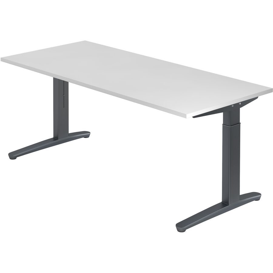 Schreibtisch Office Weiss Holz 180 cm Höhenverstellbar (manuell) - Material: Holzwerkstoff - Schreibtisch