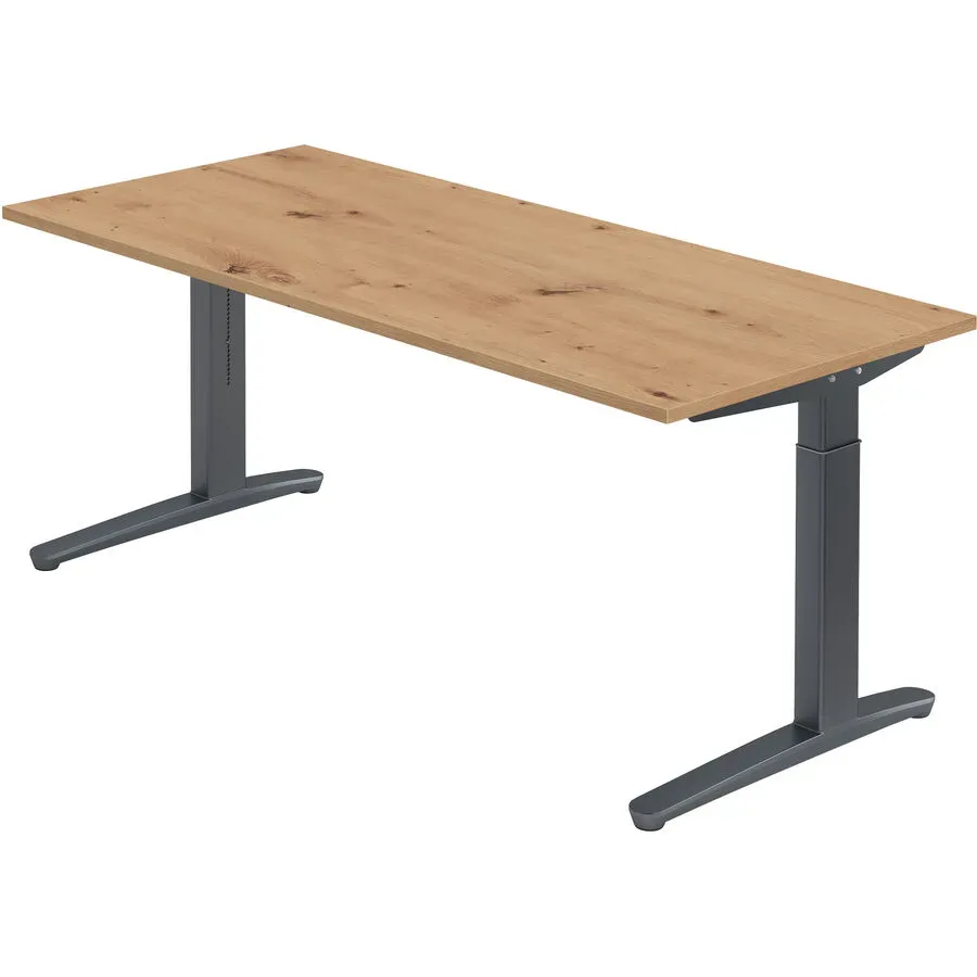 Schreibtisch Office Braun Holz 180 cm Höhenverstellbar (manuell) - Farbe: Asteiche - Material: Holzwerkstoff - Schreibtisch