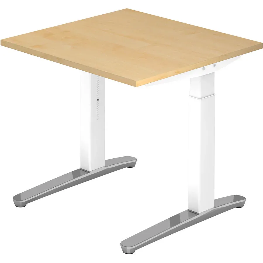 Schreibtisch Office Holz 80 cm Höhenverstellbar (manuell) - Farbe: Ahorn - Material: Holzwerkstoff - Schreibtisch