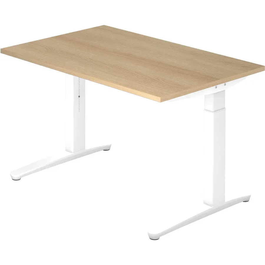 Schreibtisch Office Braun Holz 120 cm Höhenverstellbar (manuell) - Farbe: eiche - Material: Holzwerkstoff - Schreibtisch