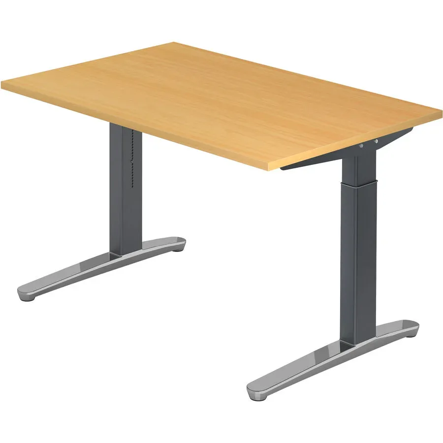 Schreibtisch Office Braun Holz 120 cm Höhenverstellbar (manuell) - Farbe: buche - Material: Holzwerkstoff - Schreibtisch