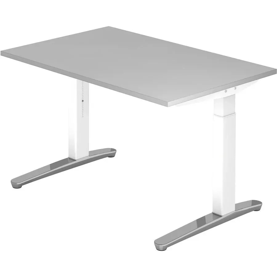 Schreibtisch Office Grau Holz 120 cm Höhenverstellbar (manuell) - Material: Holzwerkstoff - Schreibtisch