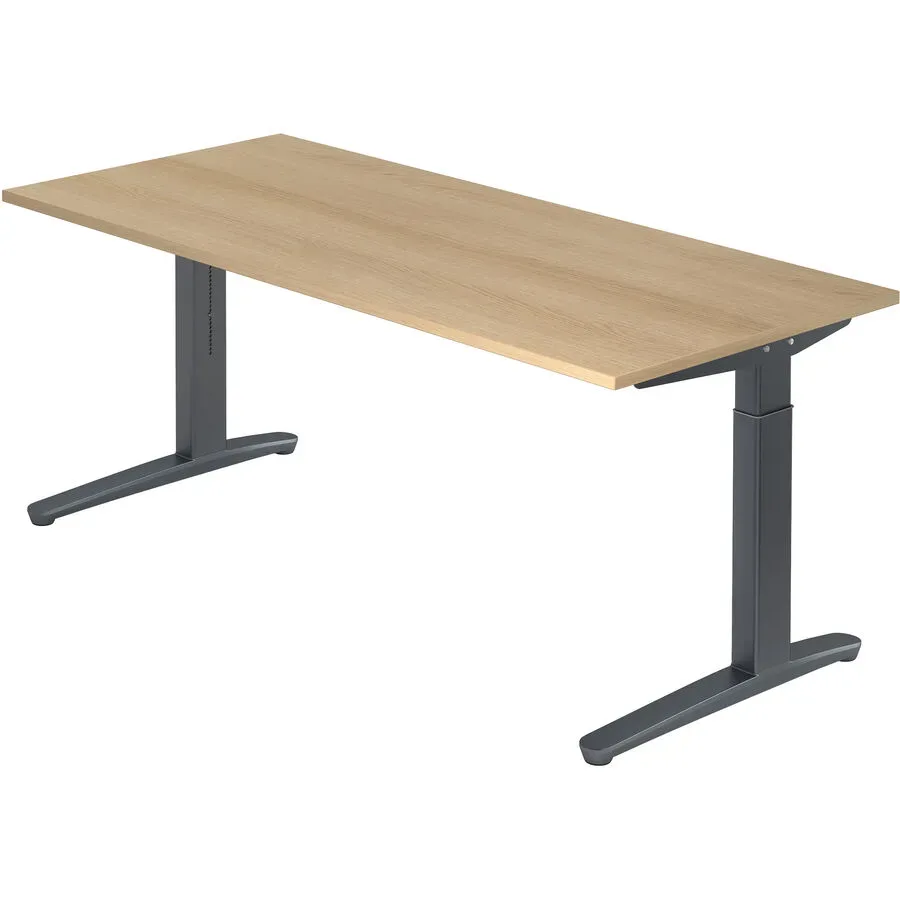 Schreibtisch Office Braun Holz 180 cm Höhenverstellbar (manuell) - Farbe: eiche - Material: Holzwerkstoff - Schreibtisch