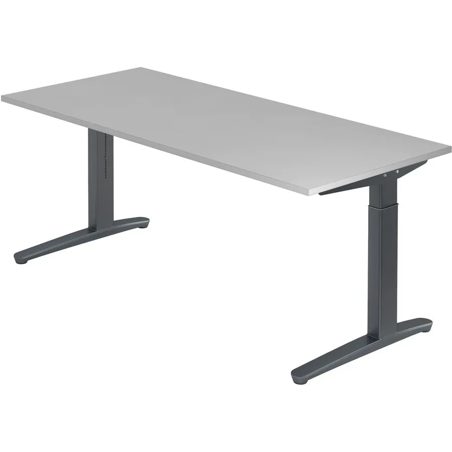 Schreibtisch Office Grau Holz 180 cm Höhenverstellbar (manuell) - Material: Holzwerkstoff - Schreibtisch