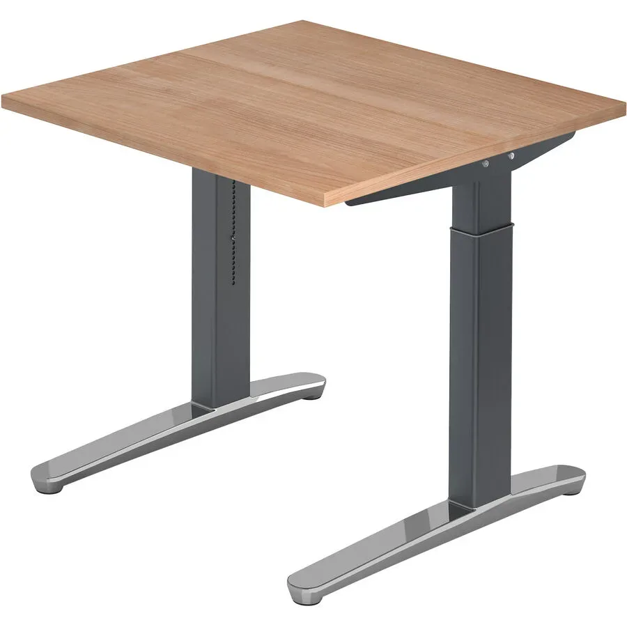 Schreibtisch Office Braun Holz 80 cm Höhenverstellbar (manuell) - Farbe: Nussbaum - Material: Holzwerkstoff - Schreibtisch