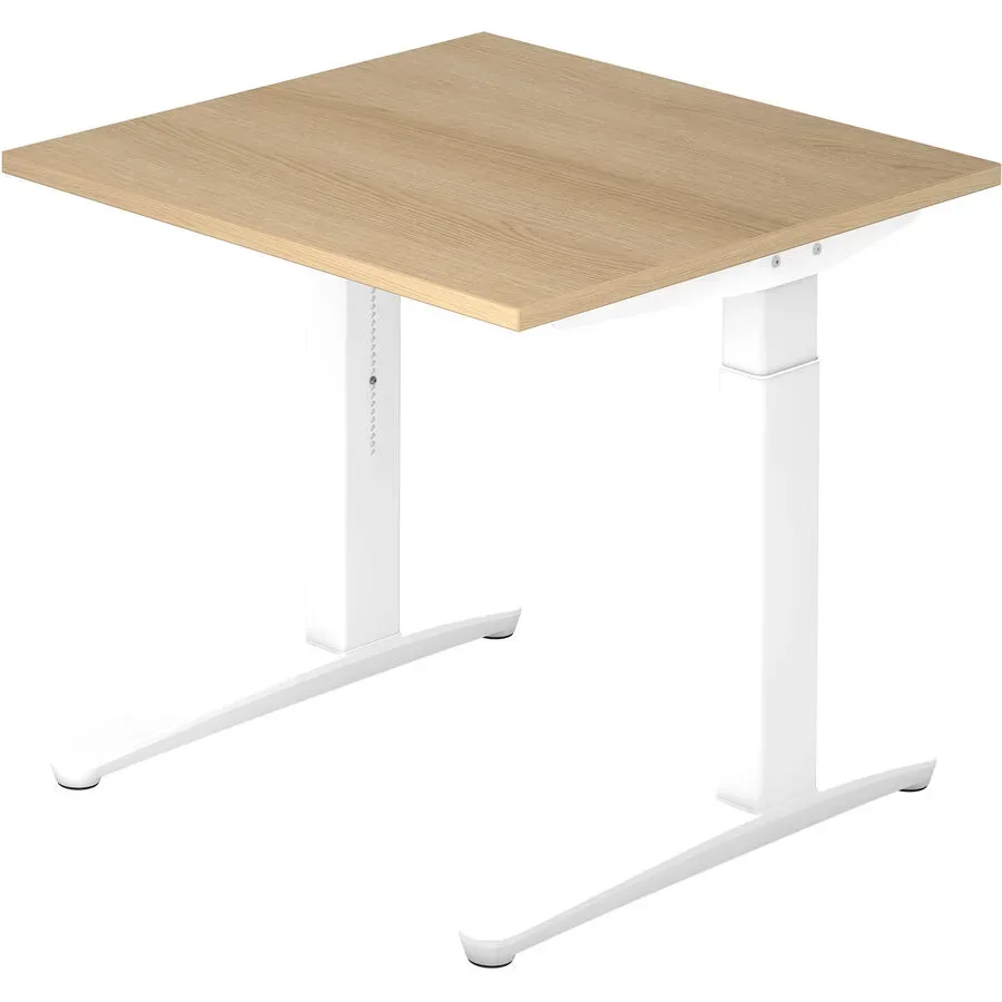 Schreibtisch Office Braun Holz 80 cm Höhenverstellbar (manuell) - Farbe: eiche - Material: Holzwerkstoff - Schreibtisch