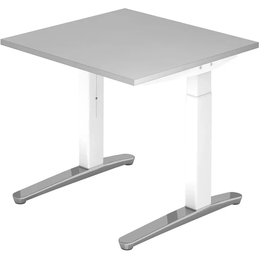 Schreibtisch Office Grau Holz 80 cm Höhenverstellbar (manuell) - Material: Holzwerkstoff - Schreibtisch