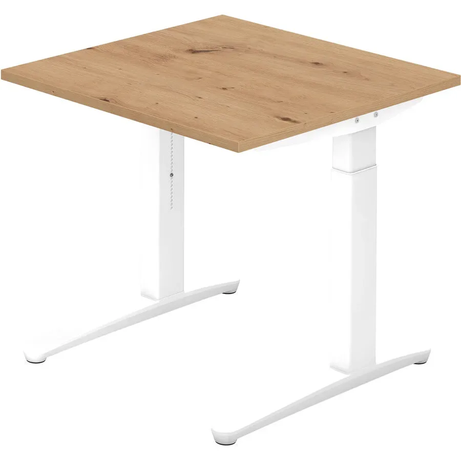 Schreibtisch Office Braun Holz 80 cm Höhenverstellbar (manuell) - Farbe: Asteiche - Material: Holzwerkstoff - Schreibtisch
