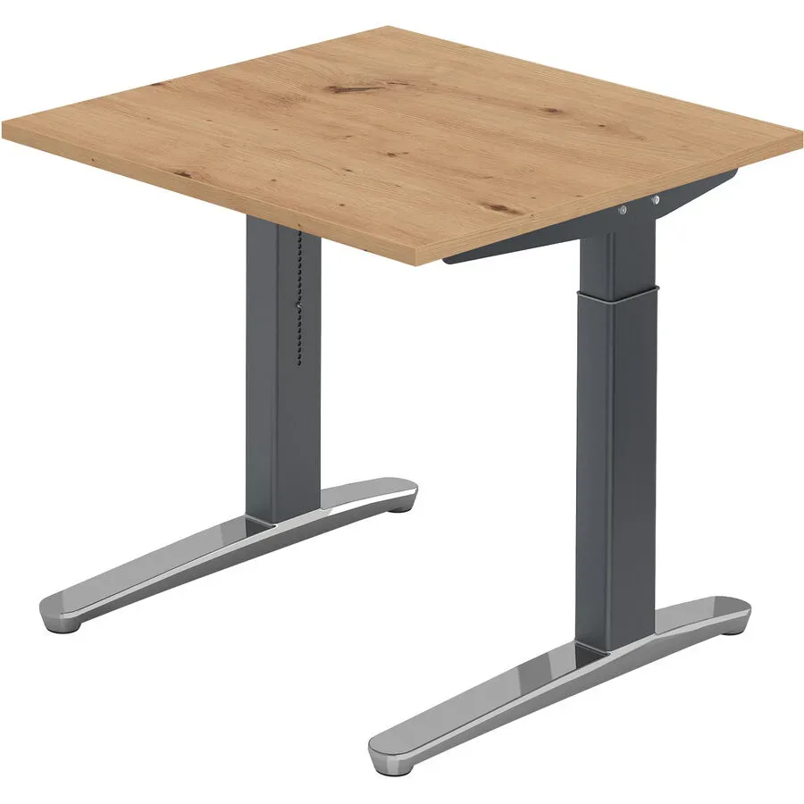 Schreibtisch Office Braun Holz 80 cm Höhenverstellbar (manuell) - Farbe: Asteiche - Material: Holzwerkstoff - Schreibtisch