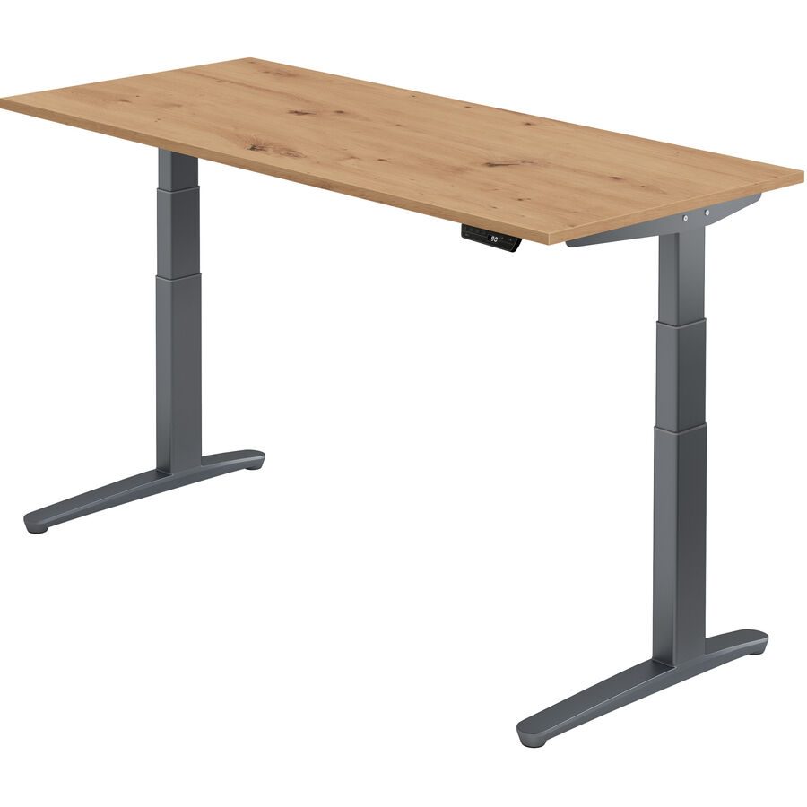 Schreibtisch Office Braun Holz 180 cm - Farbe: Asteiche - Material: Holzwerkstoff - Schreibtisch