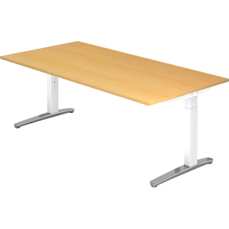 Schreibtisch Office Braun Holz 200 cm Höhenverstellbar (manuell) - Farbe: buche - Material: Holzwerkstoff - Schreibtisch