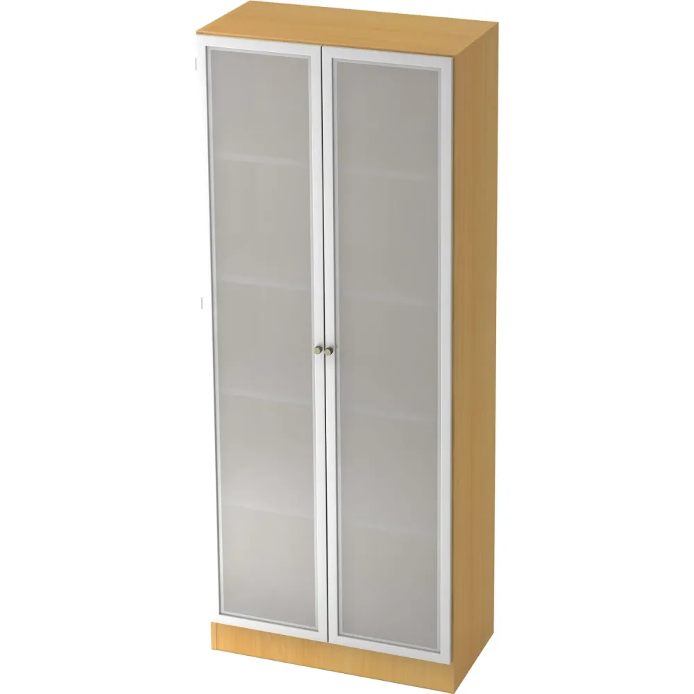 Hammerbacher Glastürenschrank SG 6100G Buche, Silber 800 x 420 x 2.004 mm