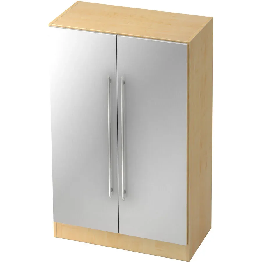 Aktenschrank Office Silber/Braun Holz 80 cm 42 cm 127 cm - Farbe: Silber, Ahorn Dekor - Material: Holzwerkstoff - Aktenschrank