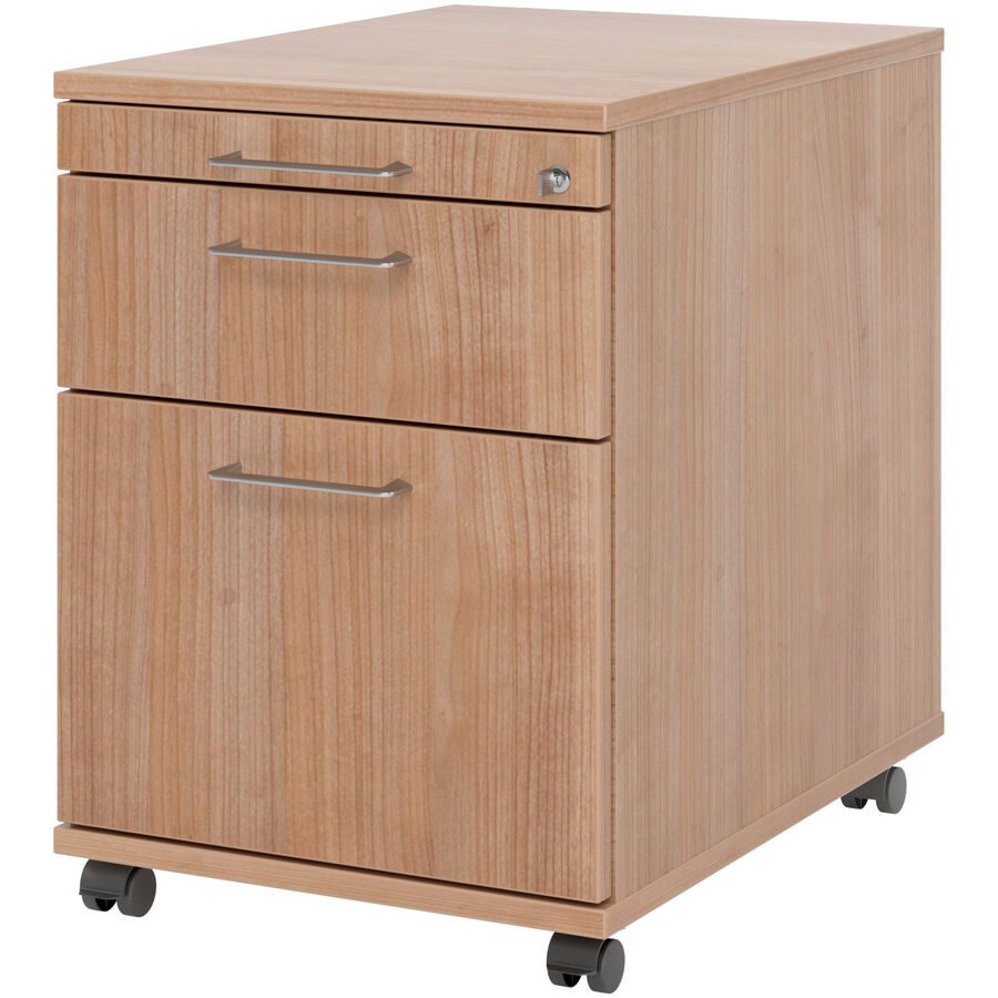 Rollcontainer Office Braun/Silber Holz 42.8 cm 59 cm 58 cm - Farbe: nussbaum/Aluminium gebürstet - Material: Holzwerkstoff - Rollcontainer