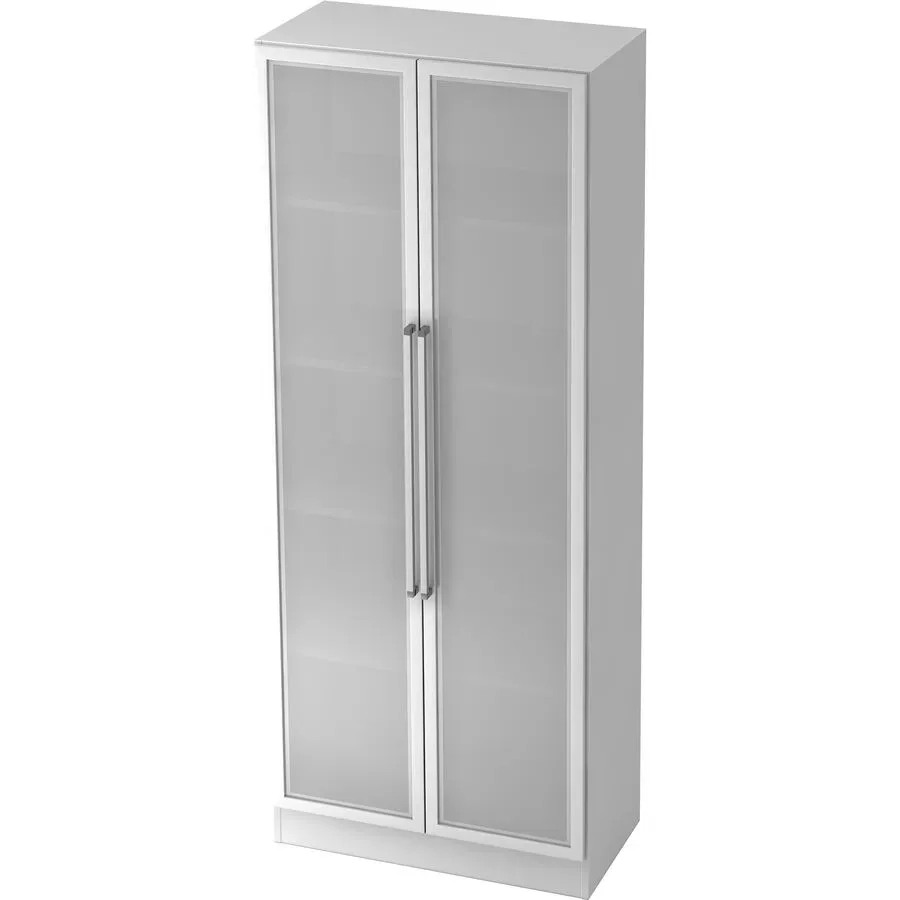 Aktenschrank Office Silber/Transparent/Weiss Holz/Glas/Metall 80 cm 42 cm 200.4 cm - Farbe: silber, semi transparent, weiss - Material: Holzwerkstoff,