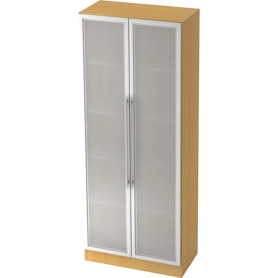 Aktenschrank Office Silber/Transparent/Braun Holz/Glas/Metall 80 cm 42 cm 200.4 cm - Farbe: Aluminium gebürstet, semi transparent, natur - Material: