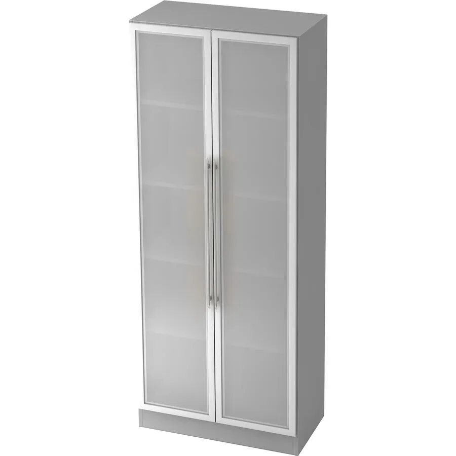 Aktenschrank Office Silber/Grau/Transparent Holz/Glas/Metall 80 cm 42 cm 200.4 cm - Farbe: silber, grau, semi transparent - Material: Holzwerkstoff,