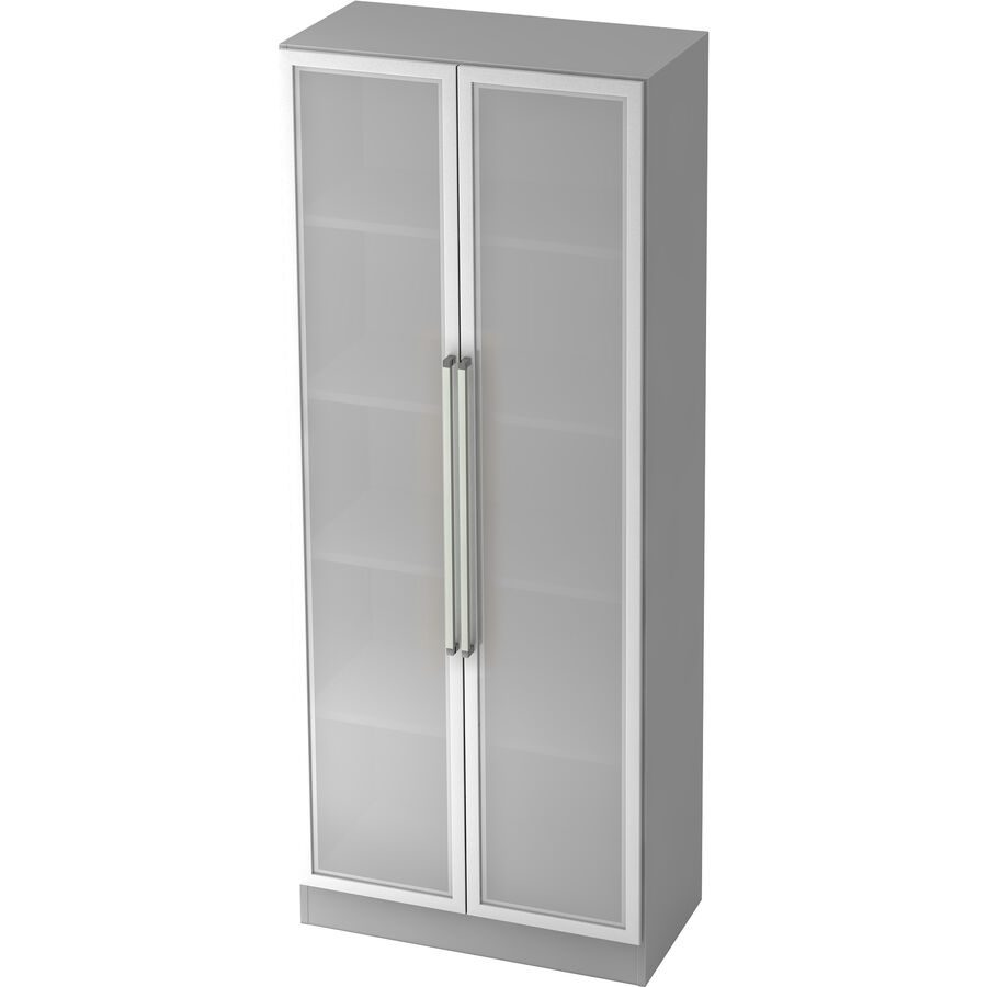 Aktenschrank Office Silber/Grau/Transparent Holz/Glas/Metall 80 cm 42 cm 200.4 cm - Farbe: silber, grau, semi transparent - Material: Holzwerkstoff,