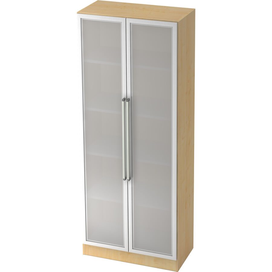 Aktenschrank Office Silber/Braun/Transparent Holz/Glas/Metall 80 cm 42 cm 200.4 cm - Farbe: silber, Ahorn Dekor, semi transparent - Material: