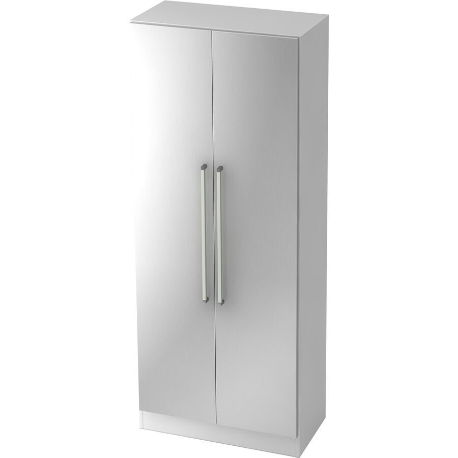 Aktenschrank Office Silber/Weiss Holz 80 cm 42 cm 200.4 cm - Farbe: Silber, Weiss - Material: Holzwerkstoff - Aktenschrank
