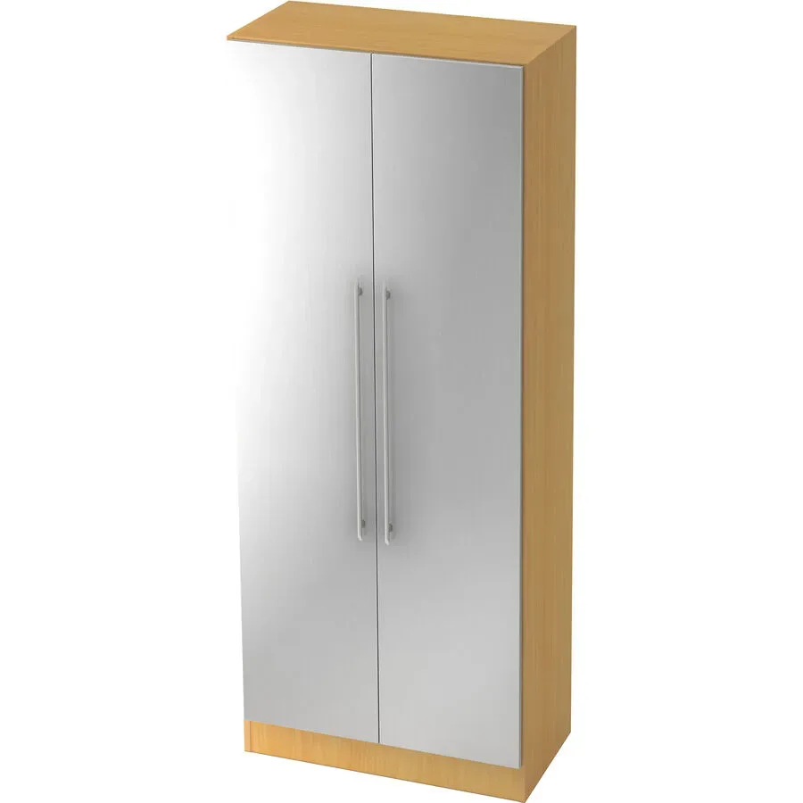 Aktenschrank Office Silber/Braun Holz 80 cm 42 cm 200.4 cm - Farbe: Silber, Buche Dekor - Material: Holzwerkstoff - Aktenschrank