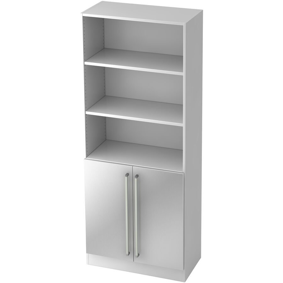 Aktenschrank Office Silber/Weiss Holz 80 cm 42 cm 200.4 cm - Farbe: Weiss, Silber - Material: Holzwerkstoff - Aktenschrank