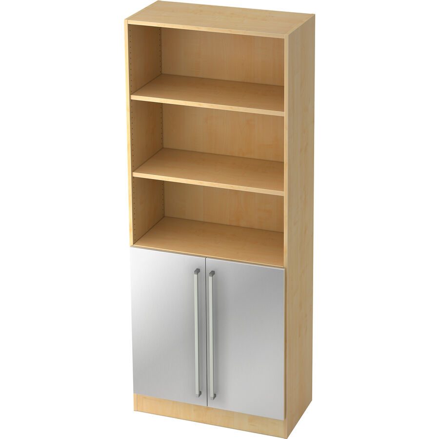 Aktenschrank Office Silber/Braun Holz/Metall 80 cm 42 cm 200.4 cm - Farbe: silber, natur - Material: Holzwerkstoff, Metall - Aktenschrank