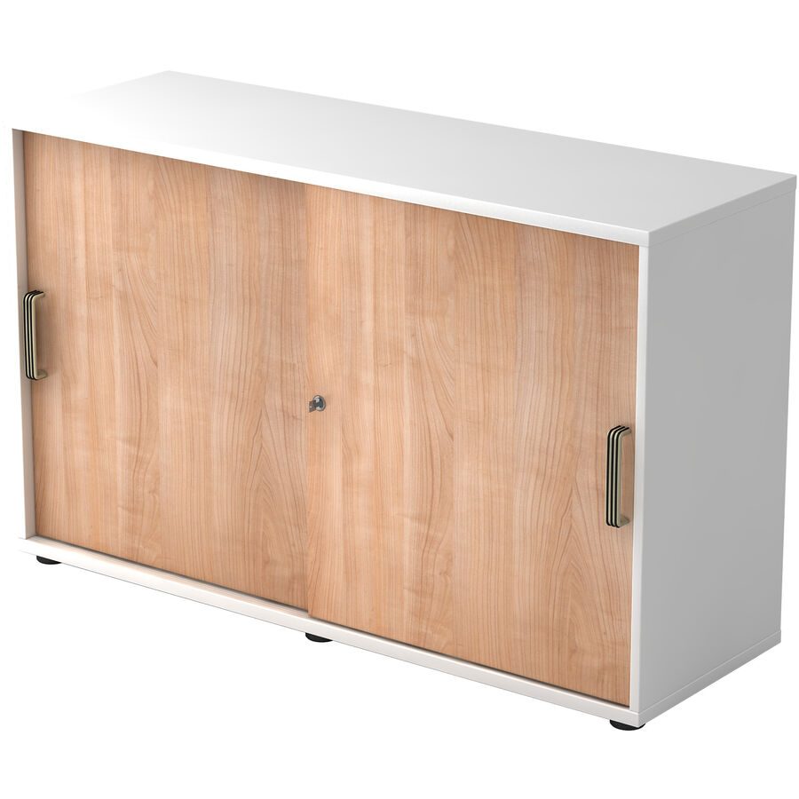 Aktenschrank Office Braun/Weiss Holz 120 cm 40 cm 74.8 cm - Farbe: Nussbaum Dekor, Weiss - Material: Holzwerkstoff - Aktenschrank