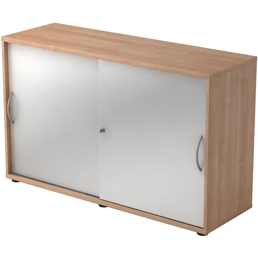 Aktenschrank Office Silber/Braun Holz 120 cm 40 cm 74.8 cm - Farbe: Silber, Nussbaum Dekor - Material: Holzwerkstoff - Aktenschrank
