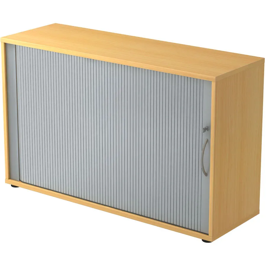 Aktenschrank Office Silber/Braun Kunststoff 120 cm 40 cm 74.8 cm - Farbe: Silber, Buche Dekor - Material: Holzwerkstoff, Kunststoff - Aktenschrank