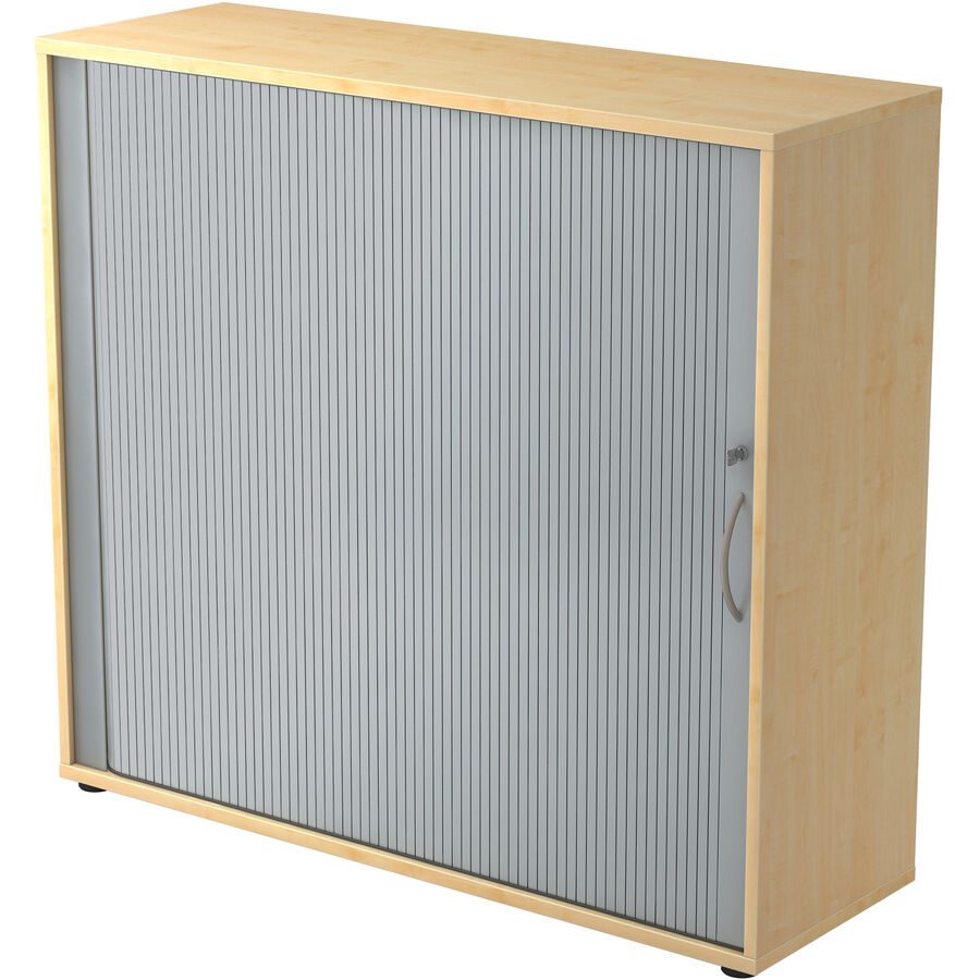 Aktenschrank Office Silber/Braun Holz/Kunststoff 120 cm 40 cm 110 cm - Farbe: Silber, Ahorn - Material: Holzwerkstoff, Kunststoff - Aktenschrank