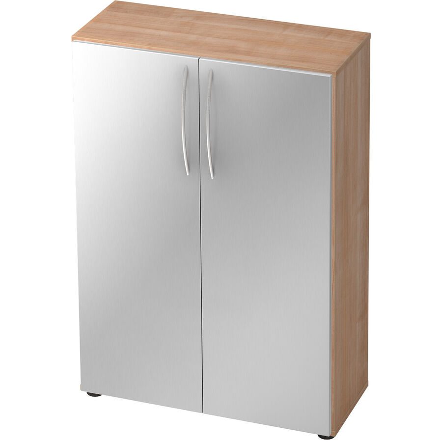 Schrank Office Silber/Braun Holz 80 cm 34.6 cm 114.4 cm - Farbe: Silber, Nussbaum - Material: Holzwerkstoff - Schrank