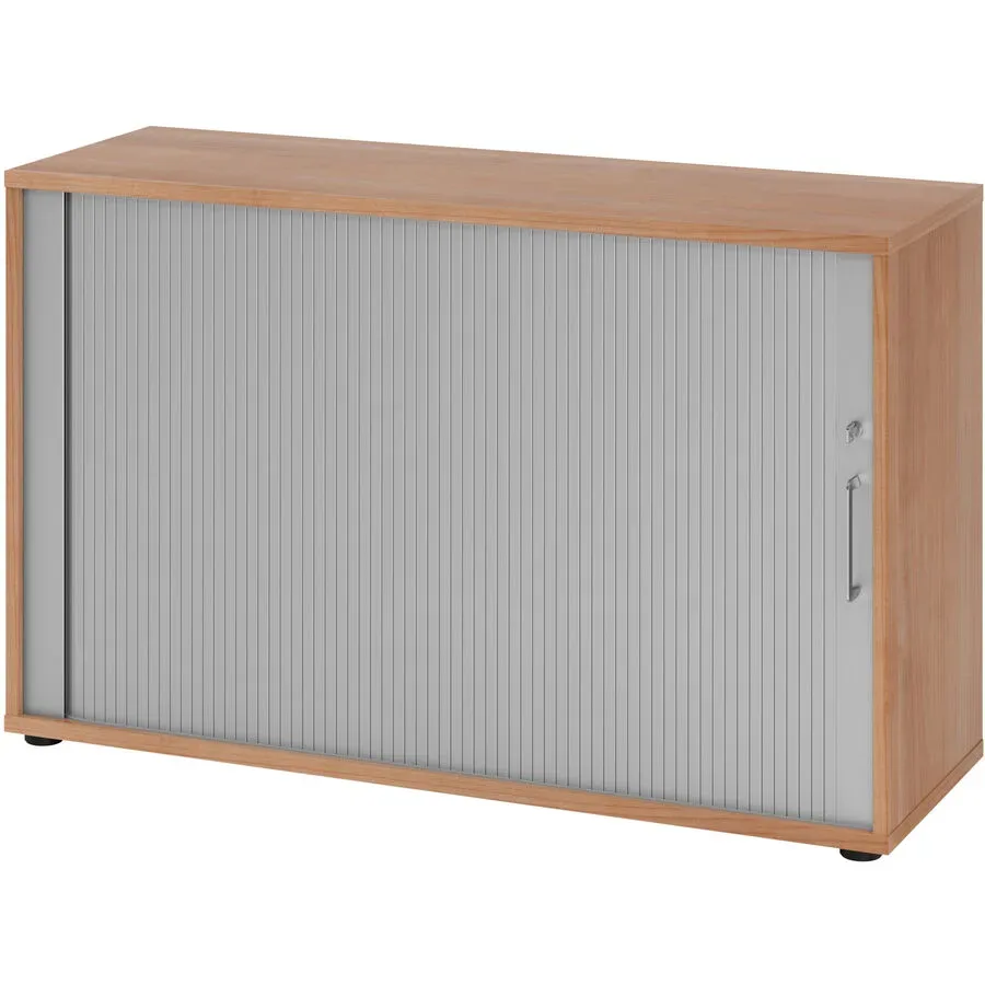 Aktenschrank Office Silber/Braun Holz/Kunststoff 120 cm 40 cm 74.8 cm - Farbe: Silber, Nussbaum Dekor - Material: Holzwerkstoff, Kunststoff -