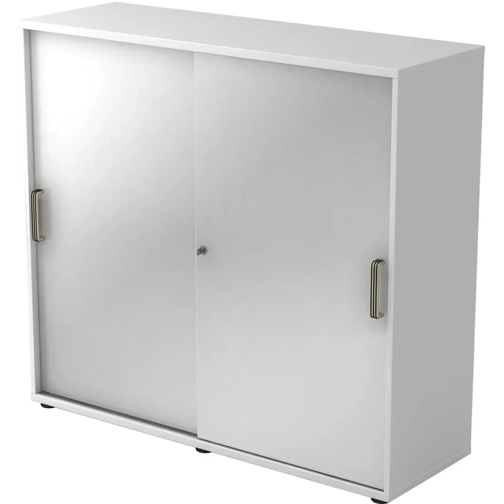 Hammerbacher Schiebetürenschrank 3FH SG Weiß, Silber 1.200 x 400 x 1.100 mm