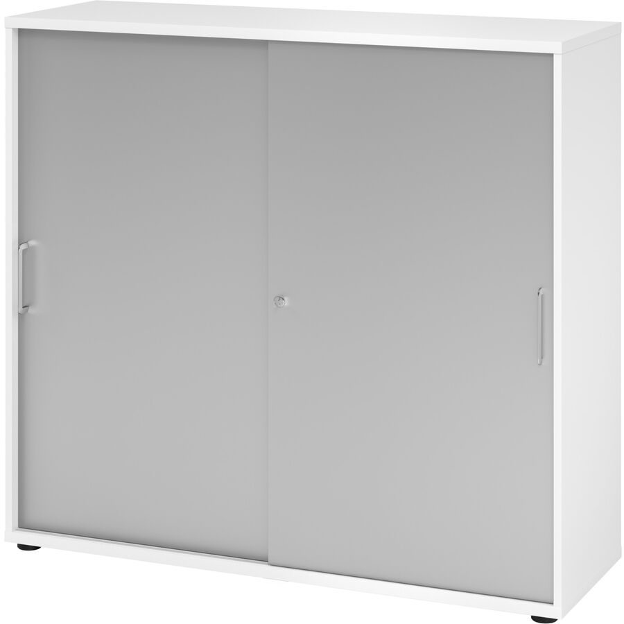 Aktenschrank Office Silber/Weiss Holz 120 cm 40 cm 110 cm - Farbe: Silber, Weiss - Material: Holzwerkstoff - Aktenschrank