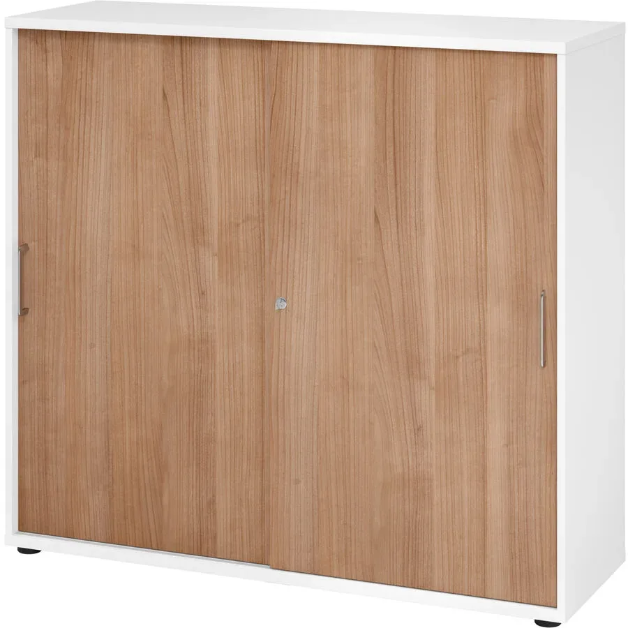 Aktenschrank Office Braun/Weiss Holz 120 cm 40 cm 110 cm - Farbe: Nussbaum Dekor, Weiss - Material: Holzwerkstoff - Aktenschrank