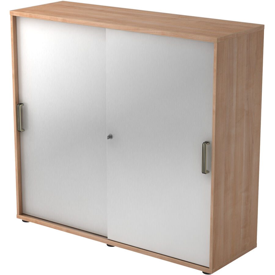 Aktenschrank Office Silber/Braun Holz 120 cm 40 cm 110 cm - Farbe: Silber, Nussbaum Dekor - Material: Holzwerkstoff - Aktenschrank