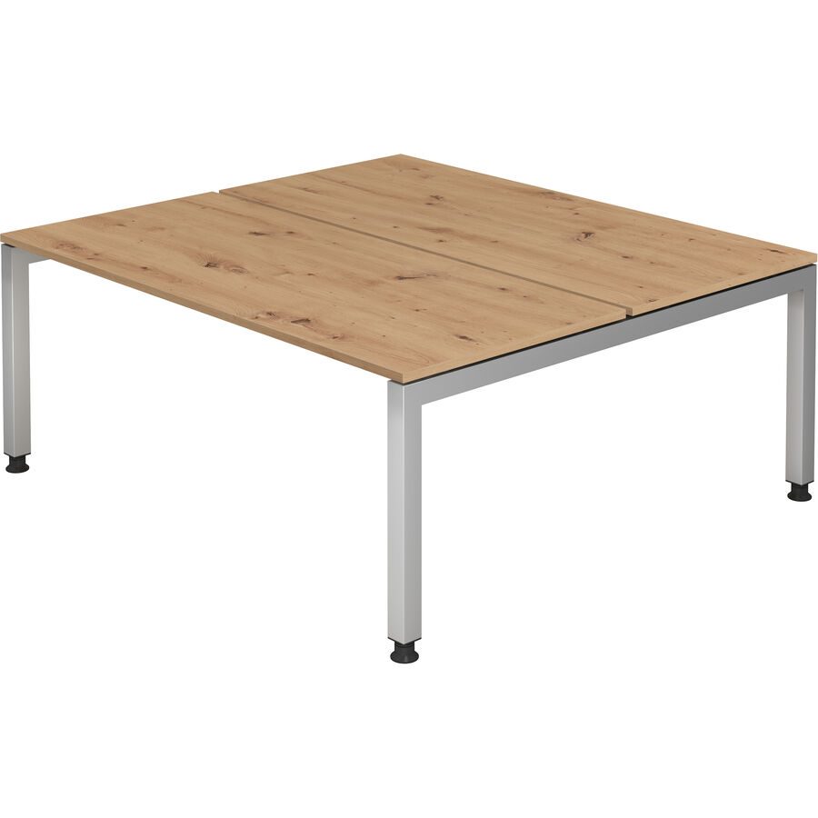 Schreibtisch Office Braun Holz 180 cm Höhenverstellbar (manuell) - Farbe: Asteiche - Material: Holzwerkstoff - Schreibtisch