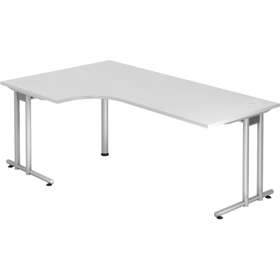 Schreibtisch Office Weiss Holz 200 cm - Material: Holzwerkstoff - Schreibtisch